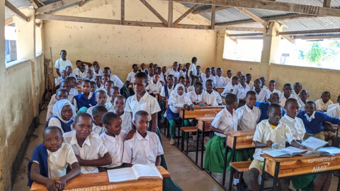 Tanzanian classroom filled with girls aged 12-14